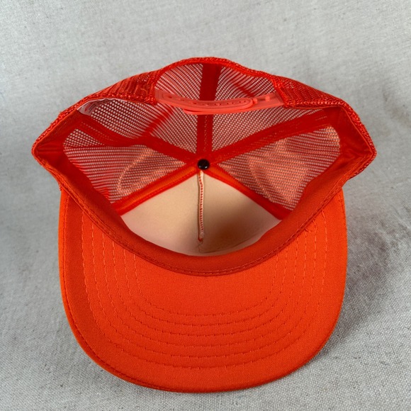 Vintage Farmrail Mesh Back Trucker Hat Orange Snapback Cap foam Western retro - Picture 5 of 7